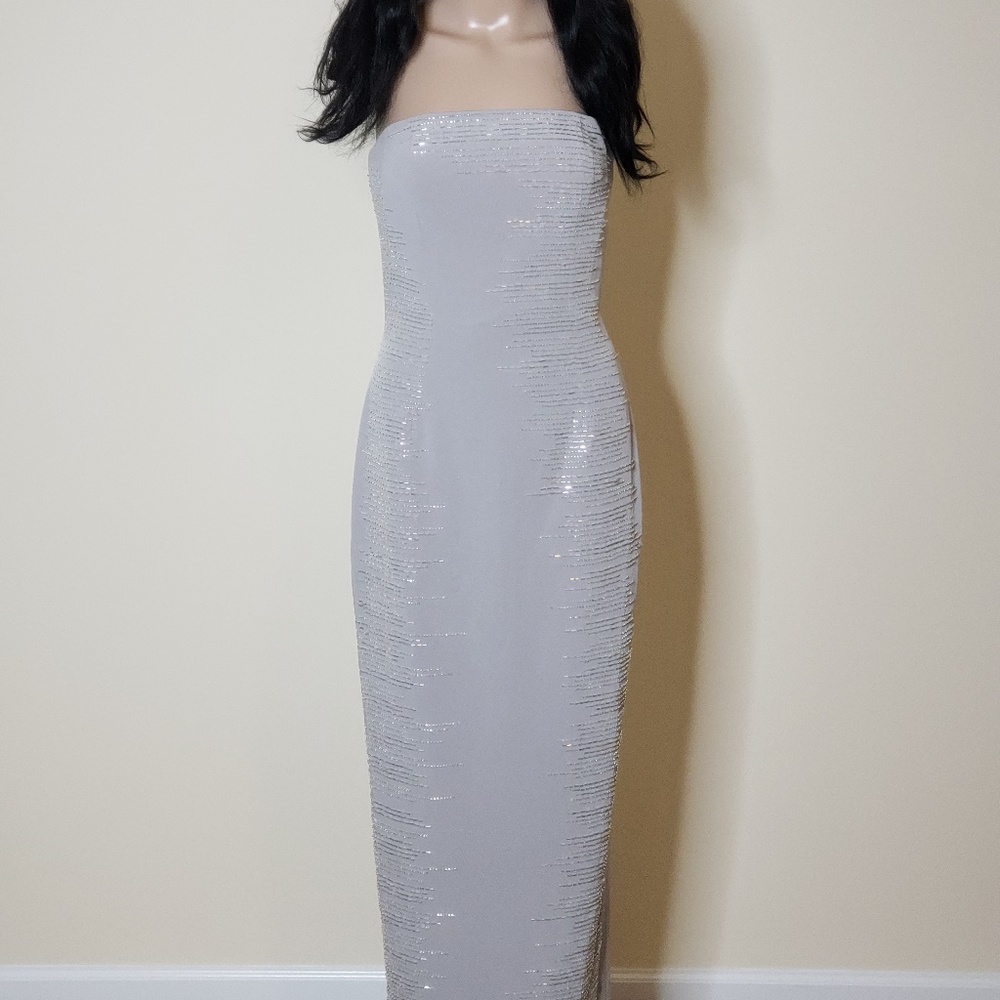 Basix II Sliver Beaded Dress/ Size 4